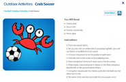 An Outdoor Activity which is titled "Crab Soccer"