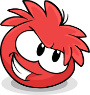 An energetic red puffle