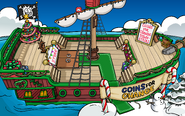 The deck of the Migrator decorated for the Christmas Party 2008