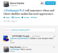 Dave Krysko revealing his penguin name