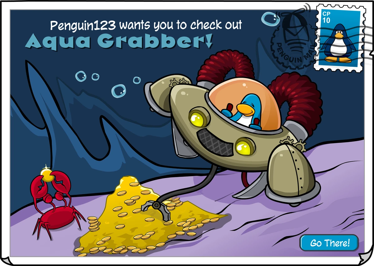 Aqua Grabber postcard Club Penguin Wiki Fandom