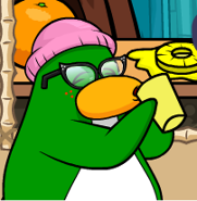Aunt Arctic, drinking her smoothie