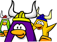 As seen in issue 103 of the Club Penguin Times, along with the Blue Viking Helmet and Gold Viking Helmet