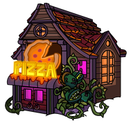 The Pizza Parlor exterior during the Halloween Party 2013.