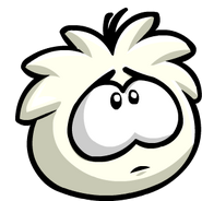 A sad White Puffle