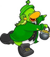 As seen in issue 179 of the Club Penguin Times, along with the Shamrock Hat, Leprechaun Tuxedo, Pot O'Gold, and Pirate Boots
