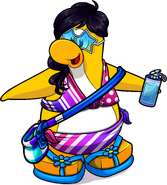 As seen in the January 2012 Penguin Style catalog, along with The Bolero, Blue Starglasses, Pink Stripe Bikini, Blue Water Bottle, and Blue Flower Sandals