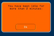 The message that you got after being idle for more than 2 minutes