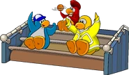 As seen in issue 258 of the Club Penguin Times, along with the Blue Ball Cap, Red Mohawk, and Yellow Hockey Jersey