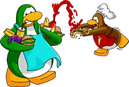 CPT 146 cuisine chaos.png (547 KB) As seen in issue 146 of the Club Penguin Times, along with the Chef Hat and Ice Cream Apron
