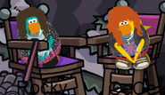 CeCe & Rocky dancing in their chairs at the Cove.