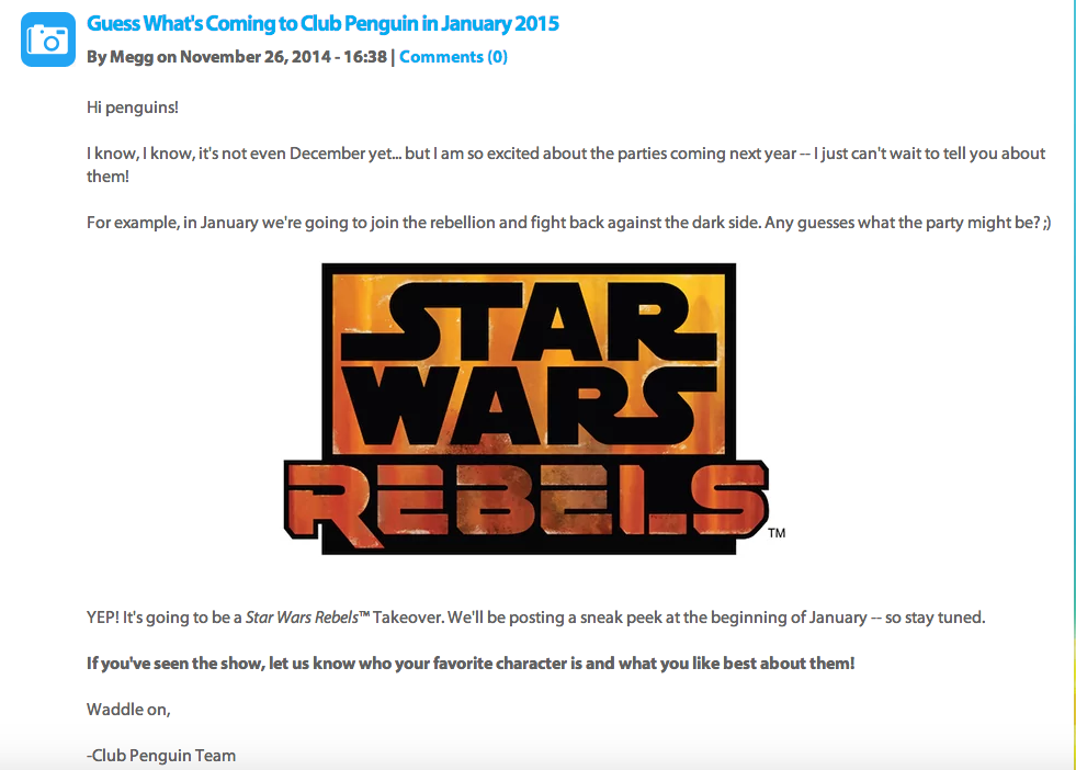 Star Wars Rebels Takeover | Club Penguin Wiki | Fandom