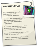 Plok, along with other puffles mentioned in the secrets section of issue #419 of the Club Penguin Times