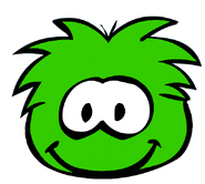 The Green Puffle's old look in-game.