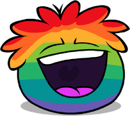 A laughing Rainbow Puffle.