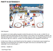 A blog post on the What's New Blog indicating that the party is extended, leading to the release of the Ice Skates.