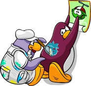 As seen in issue 196 of the Club Penguin Times, along with the Golf Hat and Green Puffle Poster