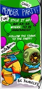 Un anuncio en Noticias de Club Penguin de la fiesta