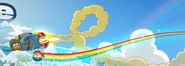 A Rainbow Puffle seen flying in a welcome banner