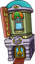 The golden puffle painted on the wall of the front of the Puffle Hotel