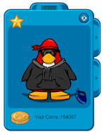 The original penguin player card had 2 inventory slots; the top used for clothing, and the bottom for colors, pins, backgrounds and awards