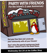 An advertisement for the party in issue 105 of the Club Penguin Times.[1]