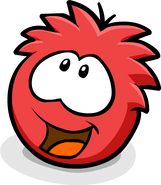 A Happy red puffle