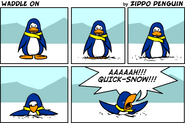 Bernie appearing in the first "Waddle On" comic