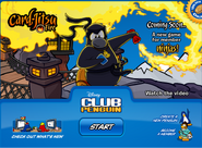 A Login Screen advertising Card-Jitsu Fire, with a link to the video