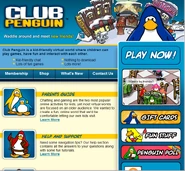 The Club Penguin home page from February 2006 – April 2008