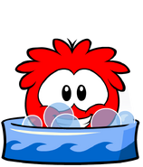 Black Puffle taking a bath