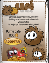 La antigua pagina del Puffle Café en el catálogo