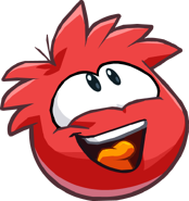 Un Puffle Rojo ríendo