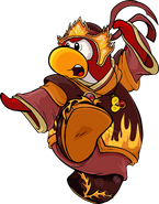 As seen in issue #318 of the Club Penguin Times, along with the Fiery Helmet, Magma Coat, and Flame Sandals