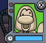 The crazed face of a robot penguin if scared correctly