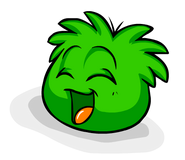 A Green Puffle giggling