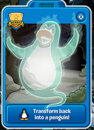 A penguin's Player Card as a ghost