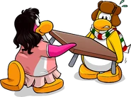 CPT 209 carrying table.png (576 KB) As seen in issue 209 of the Club Penguin Times, along with The Flow, Pink Tennis Outfit, and Candycane Scarf