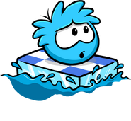 A worried Blue Puffle stuck in Puffle Rescue