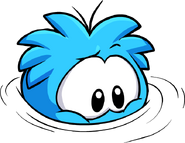 A Blue Puffle in water