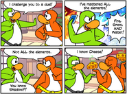 A comic in the Club Penguin Times, mentioning shadow as an element