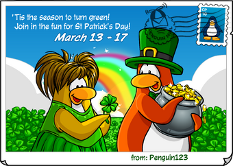 St Patrick S Day Postcard Club Penguin Wiki Fandom - patrick roblox id