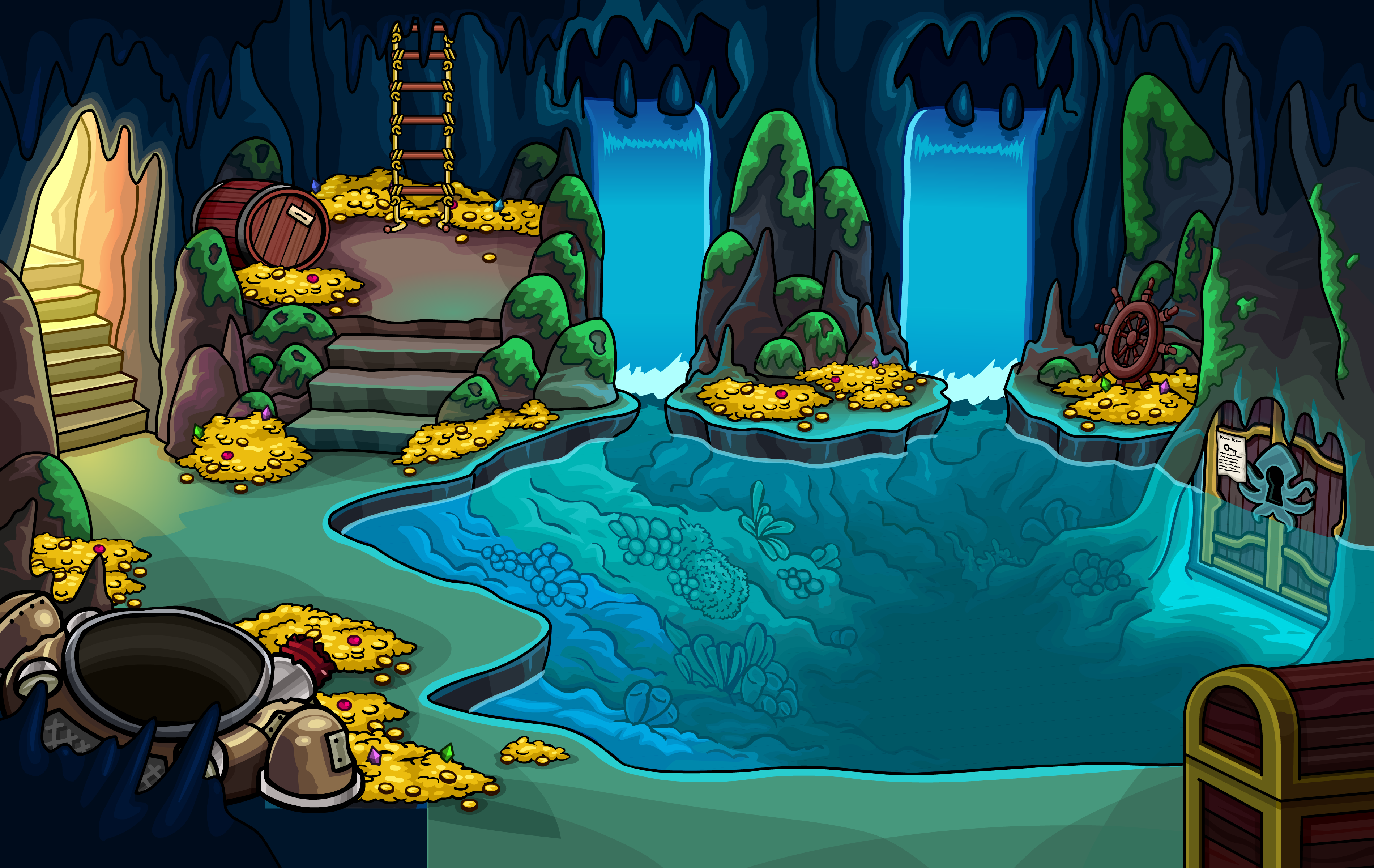 Club Penguin Underwater Hidden Lake, The members-only room …