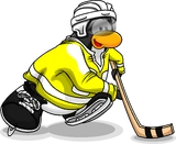 As seen in the December 2012 Snow and Sports catalog, along with the Hockey Helmet, Yellow Hockey Jersey, and Hockey Skates