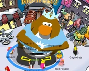 A penguin modified to appear gigantic client-side with a trainer