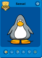 Sensei's Player Card while loading. Note the gray penguin.