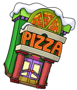 The Pizza Parlor exterior during the Puffle Party 2012.