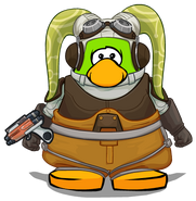 A penguin dressed up as Hera Syndulla (on a Player Card)