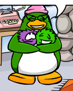 Scone being held by Aunt Arctic