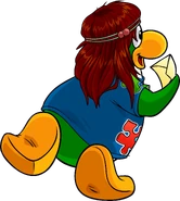 As seen in issue 235 of the Club Penguin Times, along with The Band